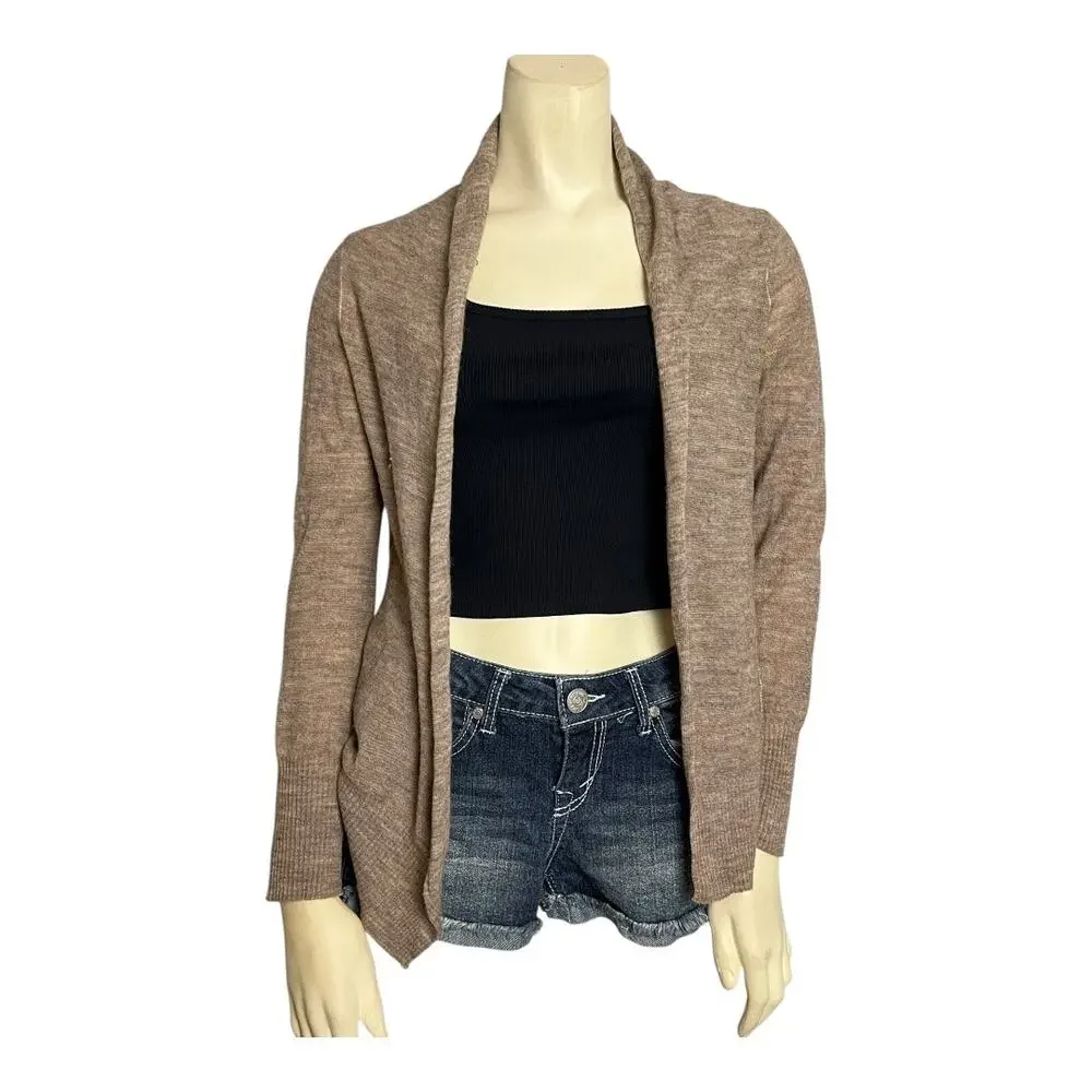 Banana Republic Italian Yarn Cardigan Sweater Tan Open front Alpaca Wool M